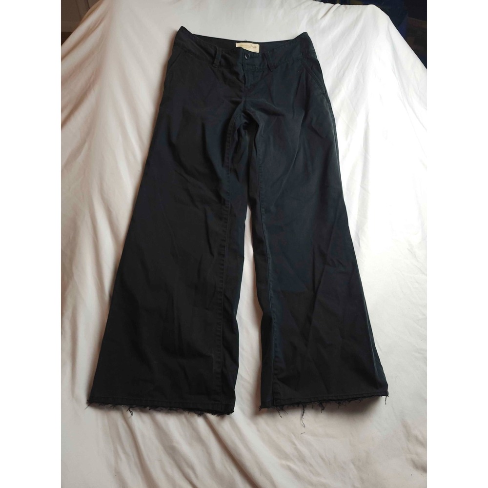 London Jean Chino Pants Womens 2 Black Marisa Fit Raw Hem Office Business Casual